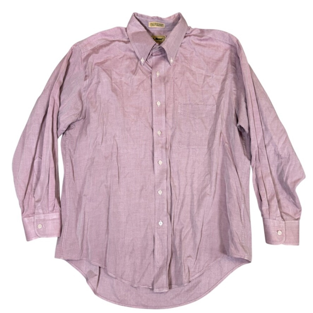 LL Bean Mens 16 33 Mauve Pink Oxford Button Down Shirt Long Sleeve Single Needle